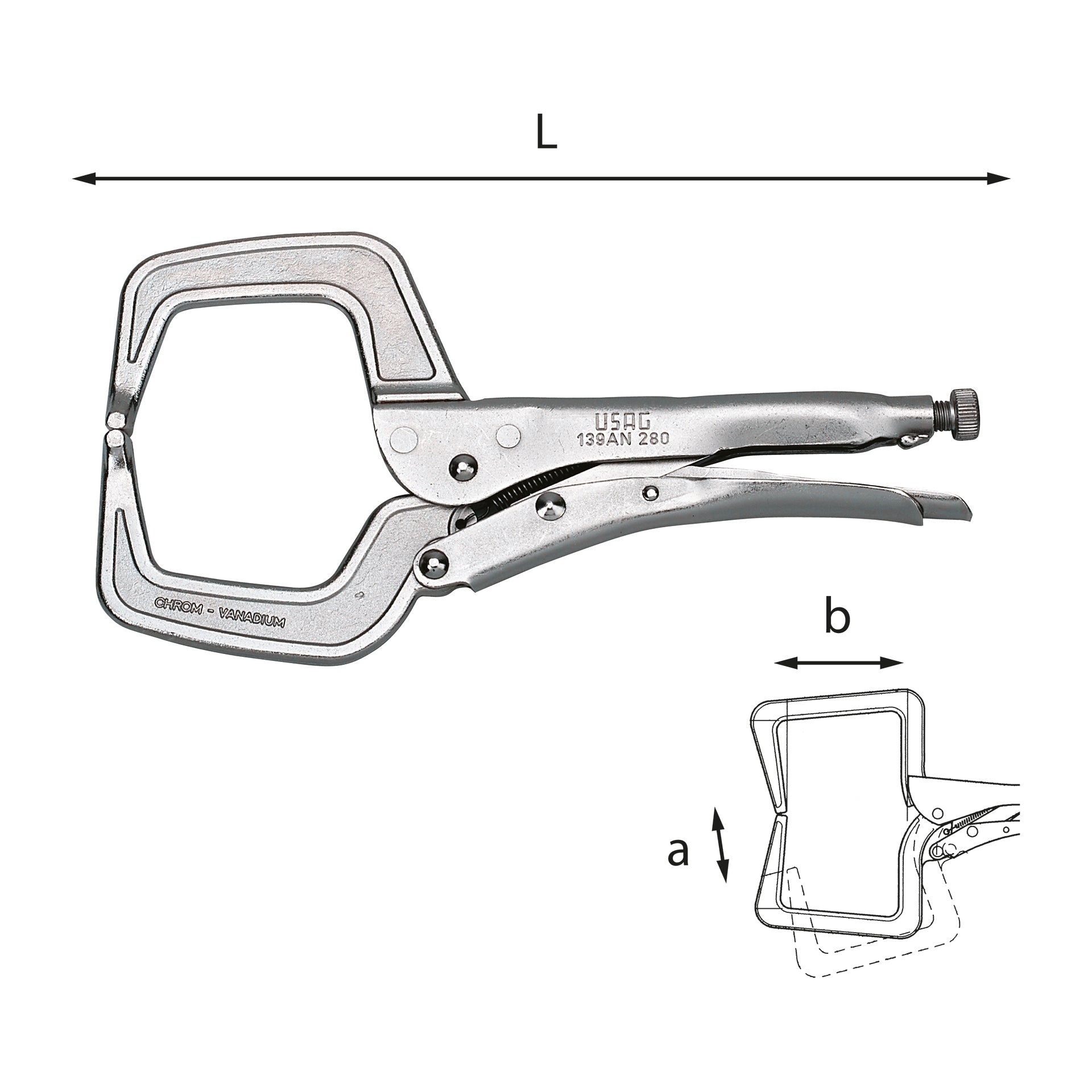 139 AN - Self-locking adjustable pliers with swan neck jaws - Usag - U01390004 139 AN - Self-locking adjustable pliers with swan neck jaws - Usag - U01390004